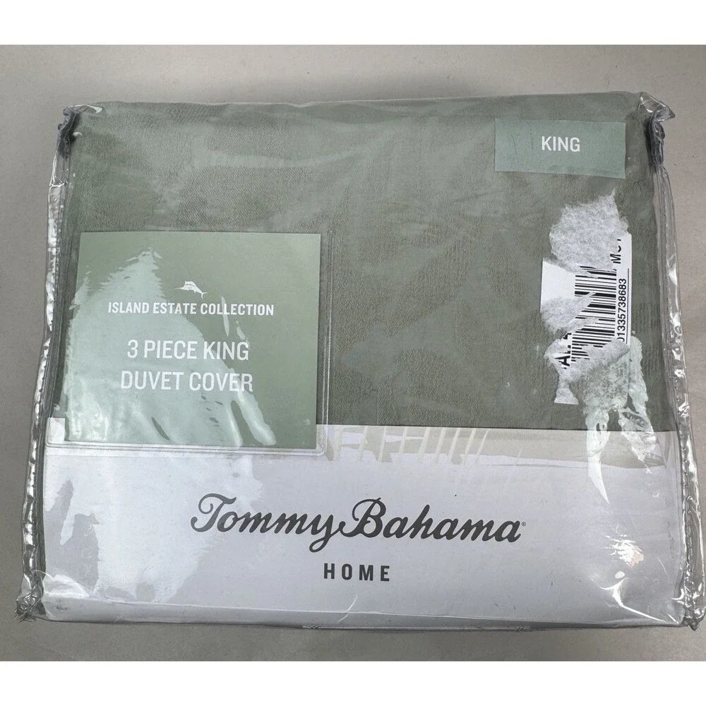 Tommy Bahama Home 3PC 100% Cotton King Island Estate Harbor Palm Duvet Set